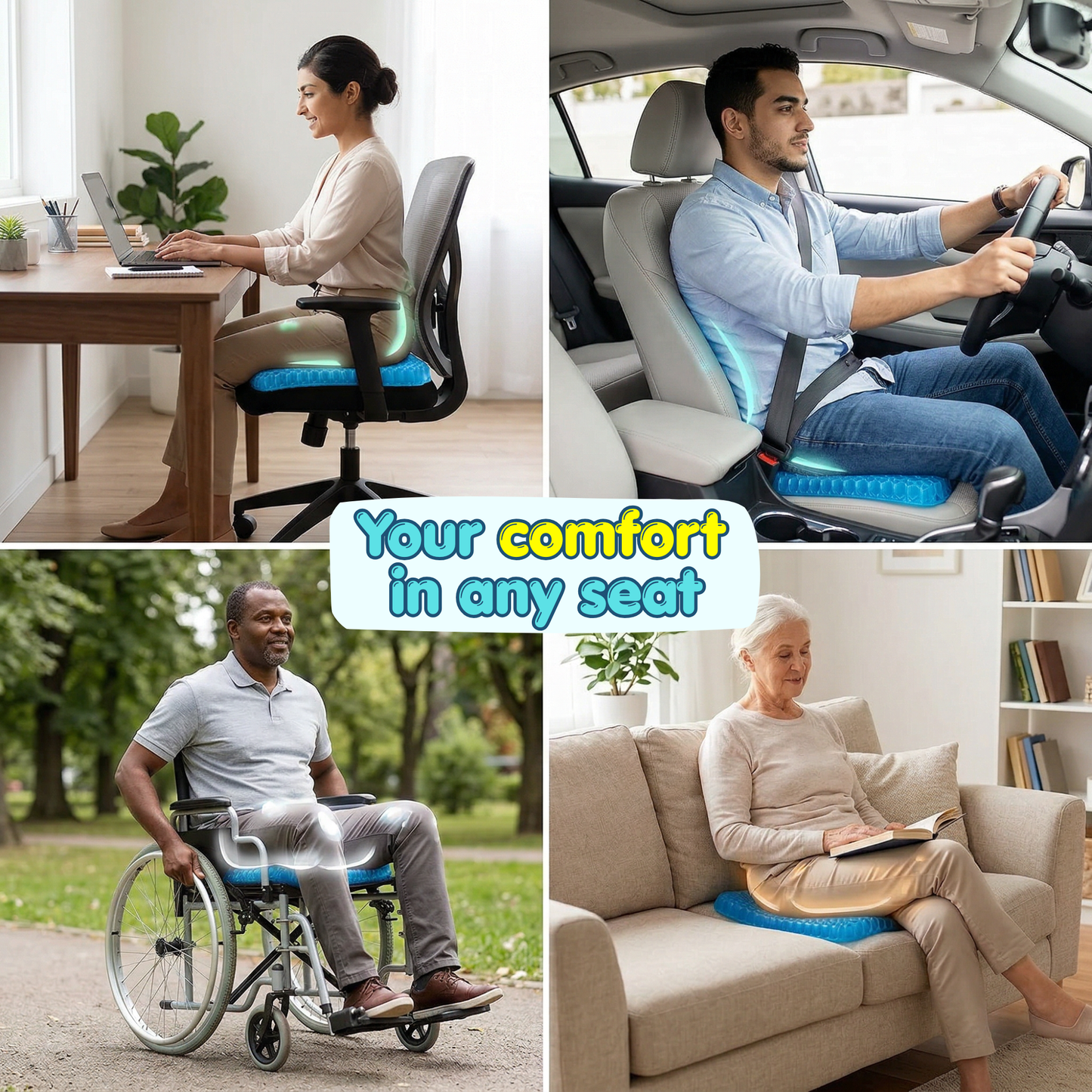 Back Pain Relief - Gel Seat Cushion